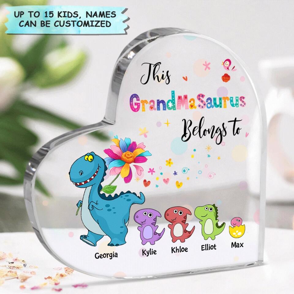 Personalized Heart-shaped Acrylic Plaque - Gift For Grandma - This Grandmasaurus Belongs To ARND037