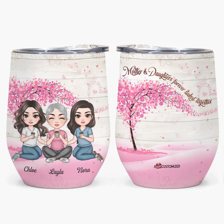 Personalized Wine Tumbler - Gift For Mom - Forever Linked Together ARND018