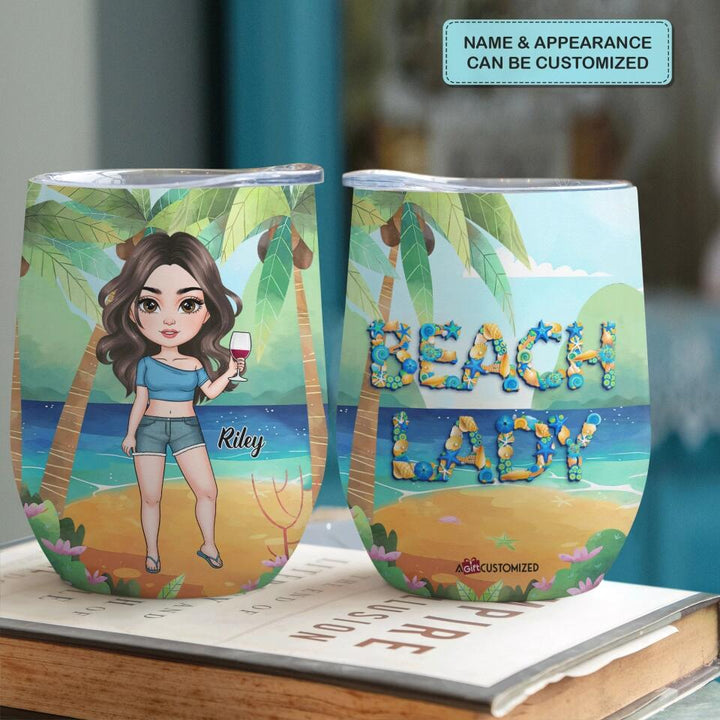 Personalized Wine Tumbler - Gift For Beach Lover - Beach Girl ARND005