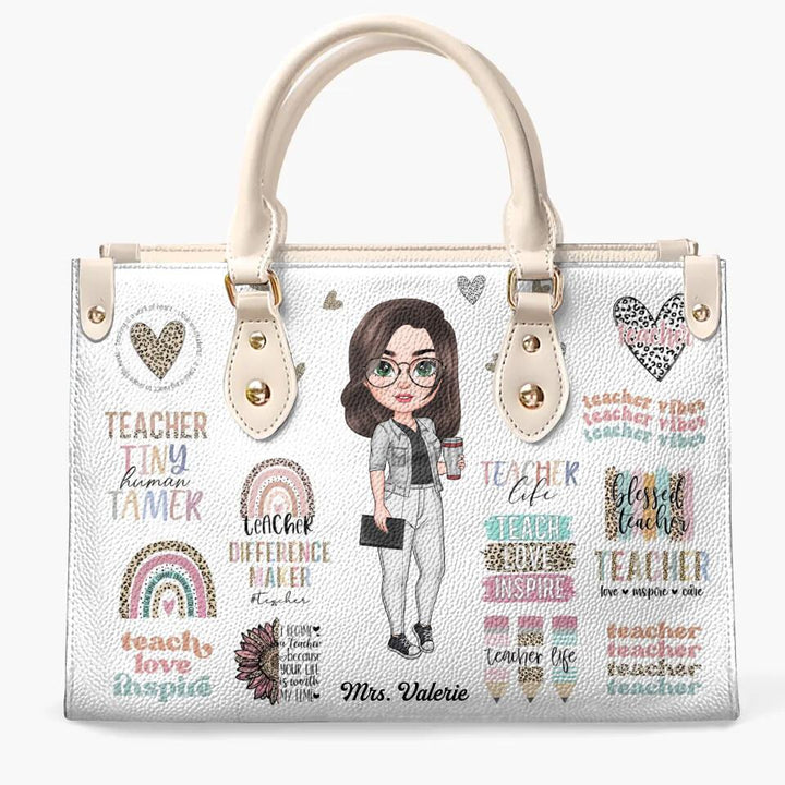 Personalized Leather Bag - Gift For Teacher - Teacher Vibes ARND018