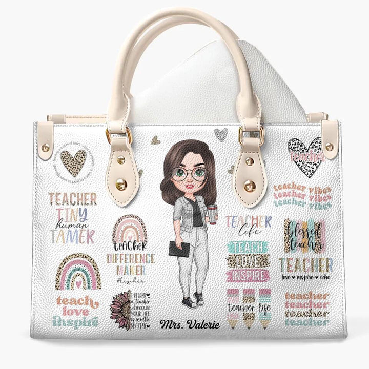 Personalized Leather Bag - Gift For Teacher - Teacher Vibes ARND018