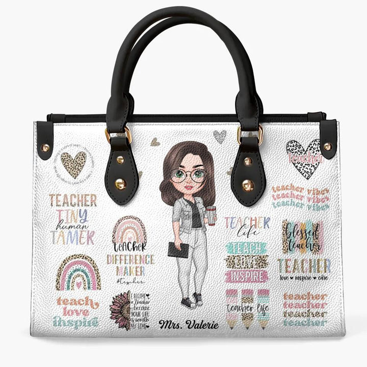 Personalized Leather Bag - Gift For Teacher - Teacher Vibes ARND018