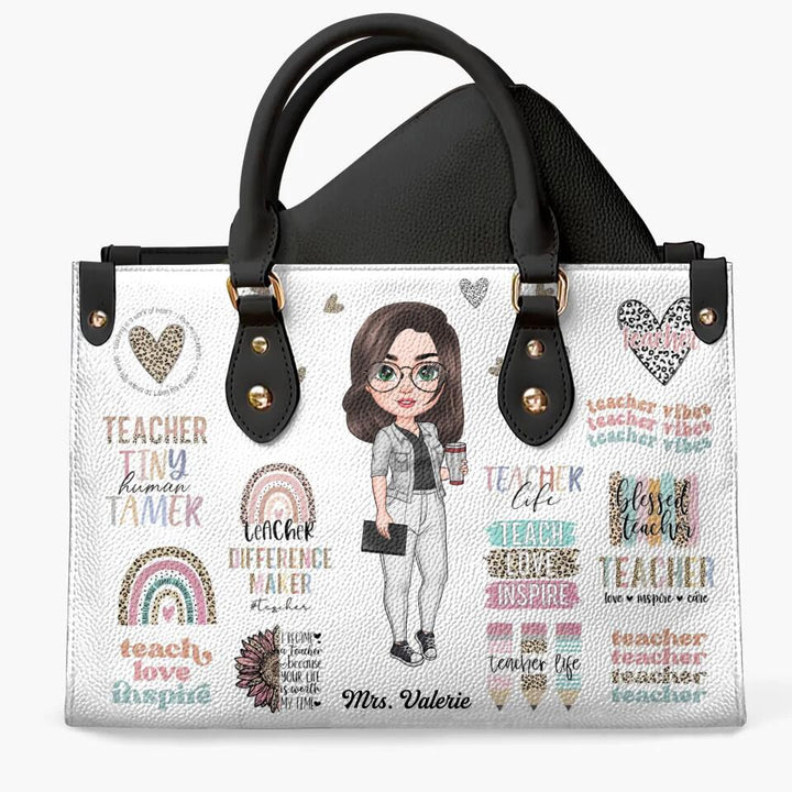 Personalized Leather Bag - Gift For Teacher - Teacher Vibes ARND018