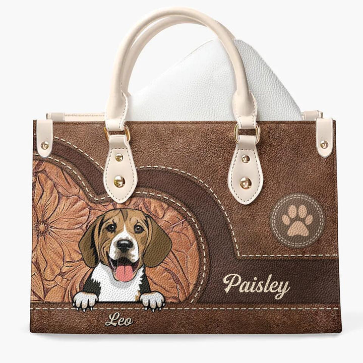 Personalized Leather Bag - Gift For Pet Lover - Colorful Heart ARND018