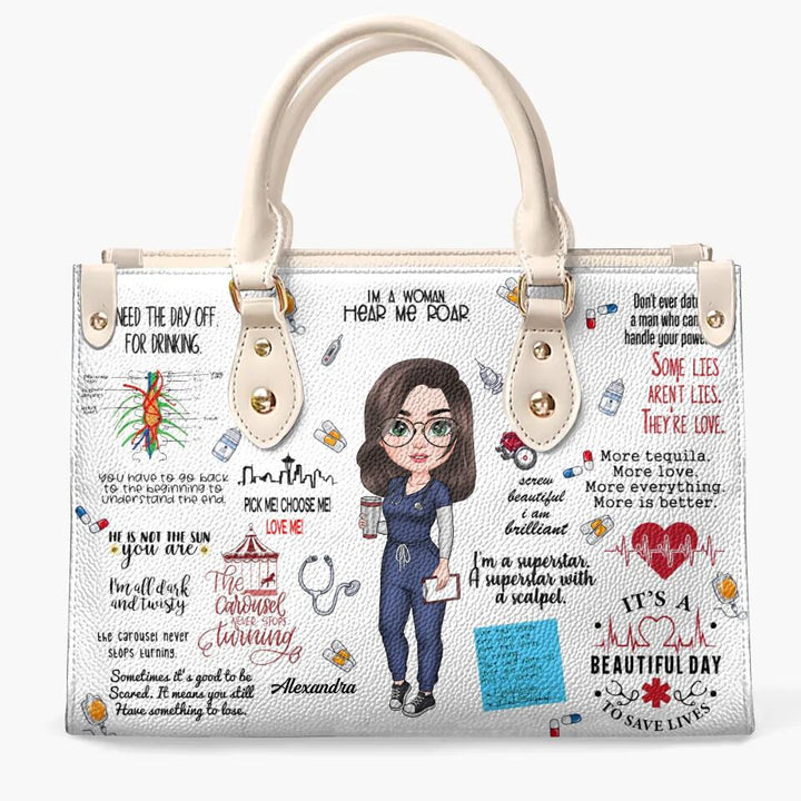 Personalized Leather Bag - Gift For Nurse - Scrub Life ARND018