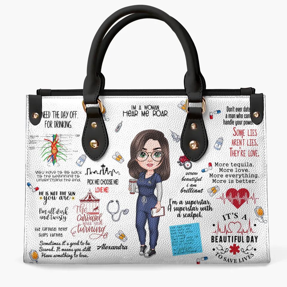 Personalized Leather Bag - Gift For Nurse - Scrub Life ARND018