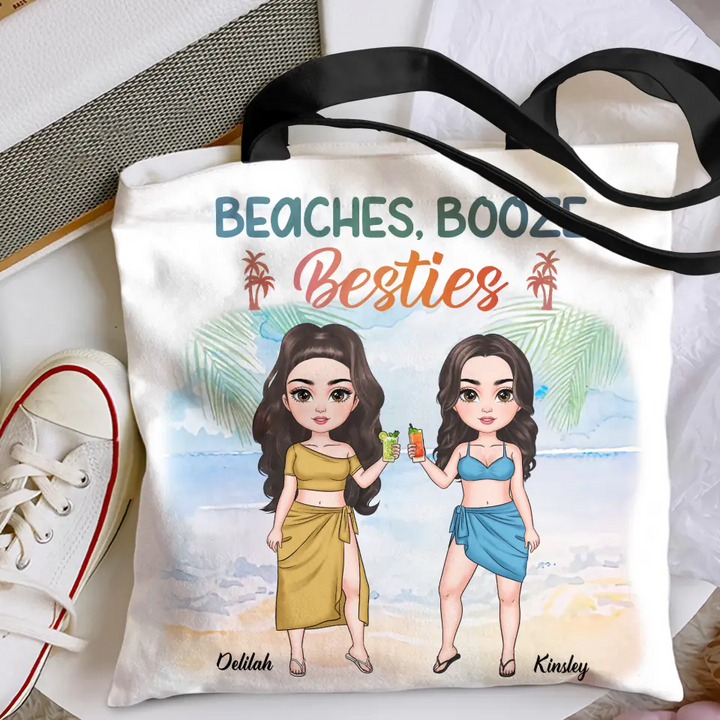 Personalized Tote Bag - Gift For Friend - Beaches, Booze And Besties ARND037