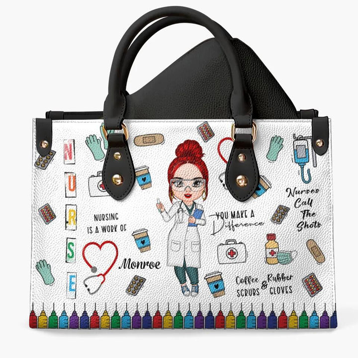 Personalized Leather Bag - Gift For Nurse - Nurses Call The Shots ARND018