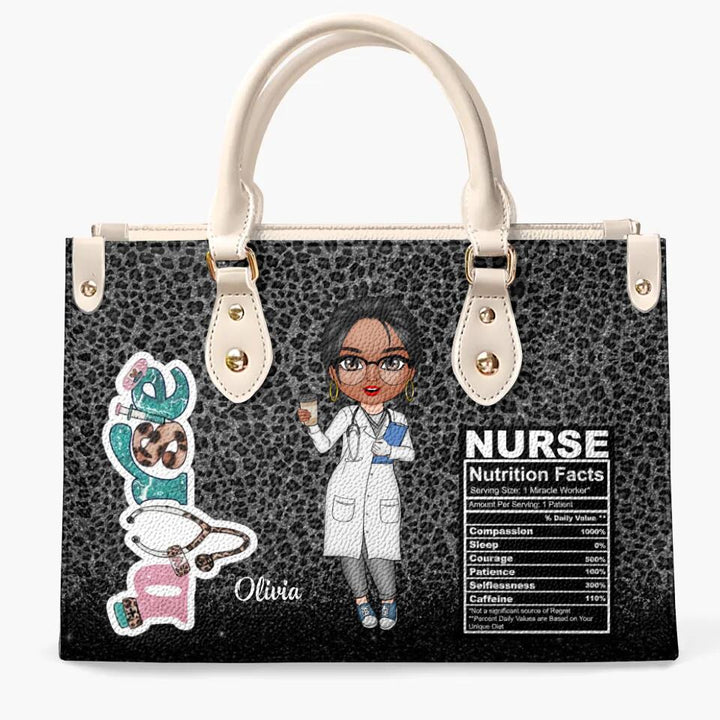 Personalized Leather Bag - Gift For Nurse - Nurse Nutrition Facts ARND0014