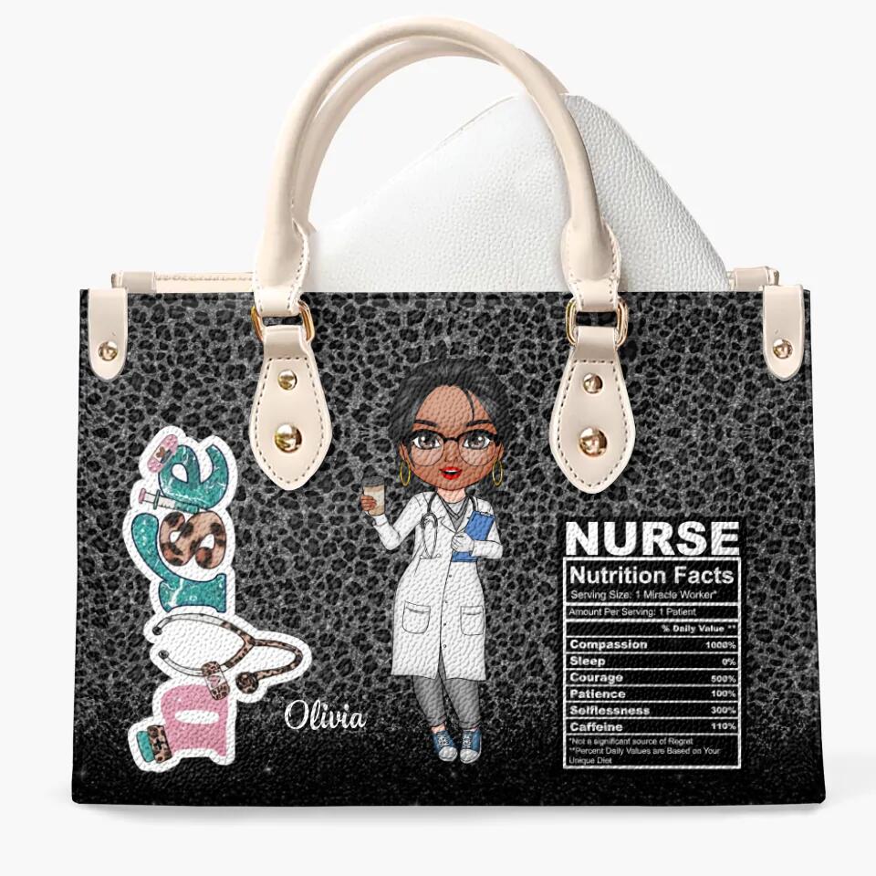 Personalized Leather Bag - Gift For Nurse - Nurse Nutrition Facts ARND0014