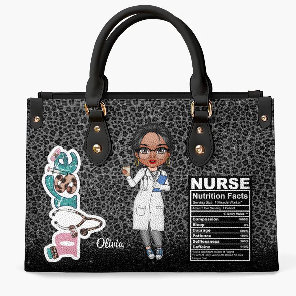 Personalized Leather Bag - Gift For Nurse - Nurse Nutrition Facts ARND0014