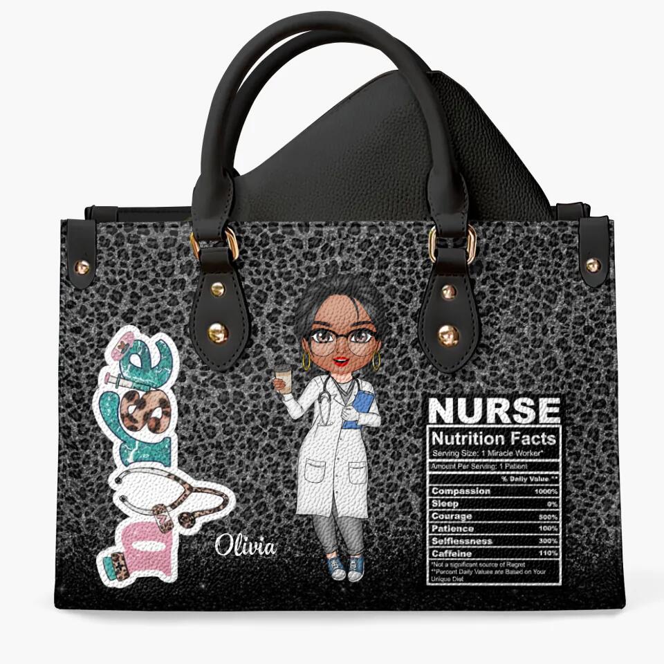 Personalized Leather Bag - Gift For Nurse - Nurse Nutrition Facts ARND0014