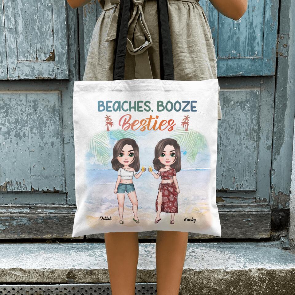 Personalized Tote Bag - Gift For Friend - Beaches, Booze And Besties ARND037