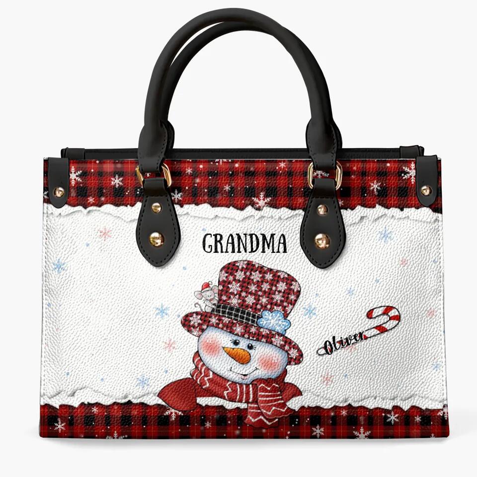 Grandmas Love Mouse Grandkids Personalized Leather Bag Gift For