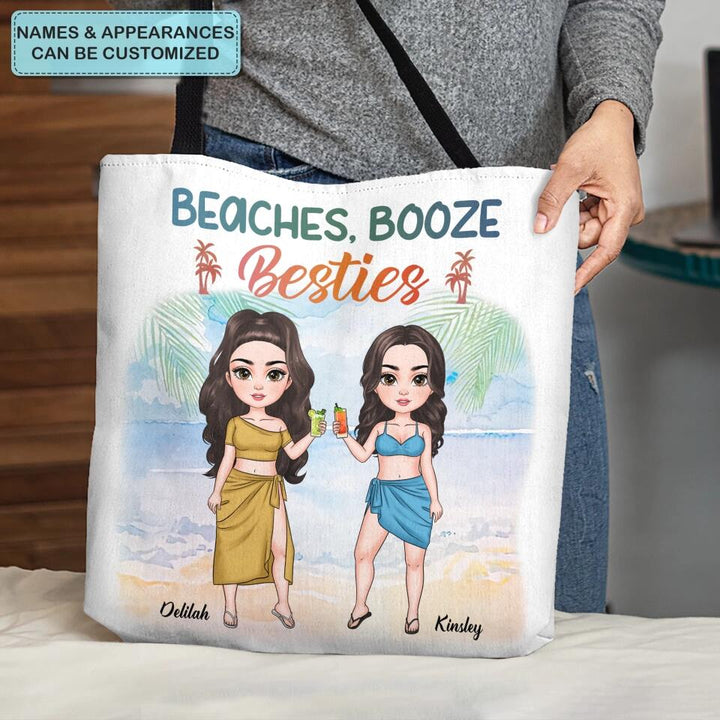 Personalized Tote Bag - Gift For Friend - Beaches, Booze And Besties ARND037