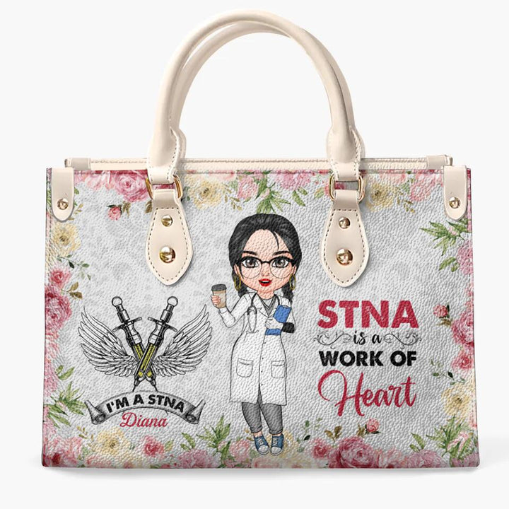 Personalized Leather Bag - Nurse's Day, Birthday Gift For Nurse - A Work Of Heart ARND018