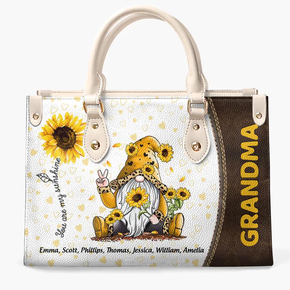 Personalized Leather Bag - Gift For Grandma - You Are My Sunshine Granma Sunflower ARND0014