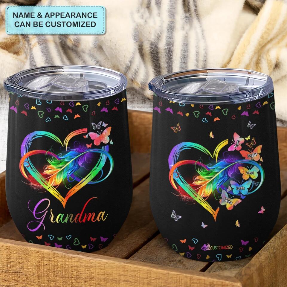 Personalized Wine Tumbler - Gift For Mom & Grandma - Blessed Grandma ARND005