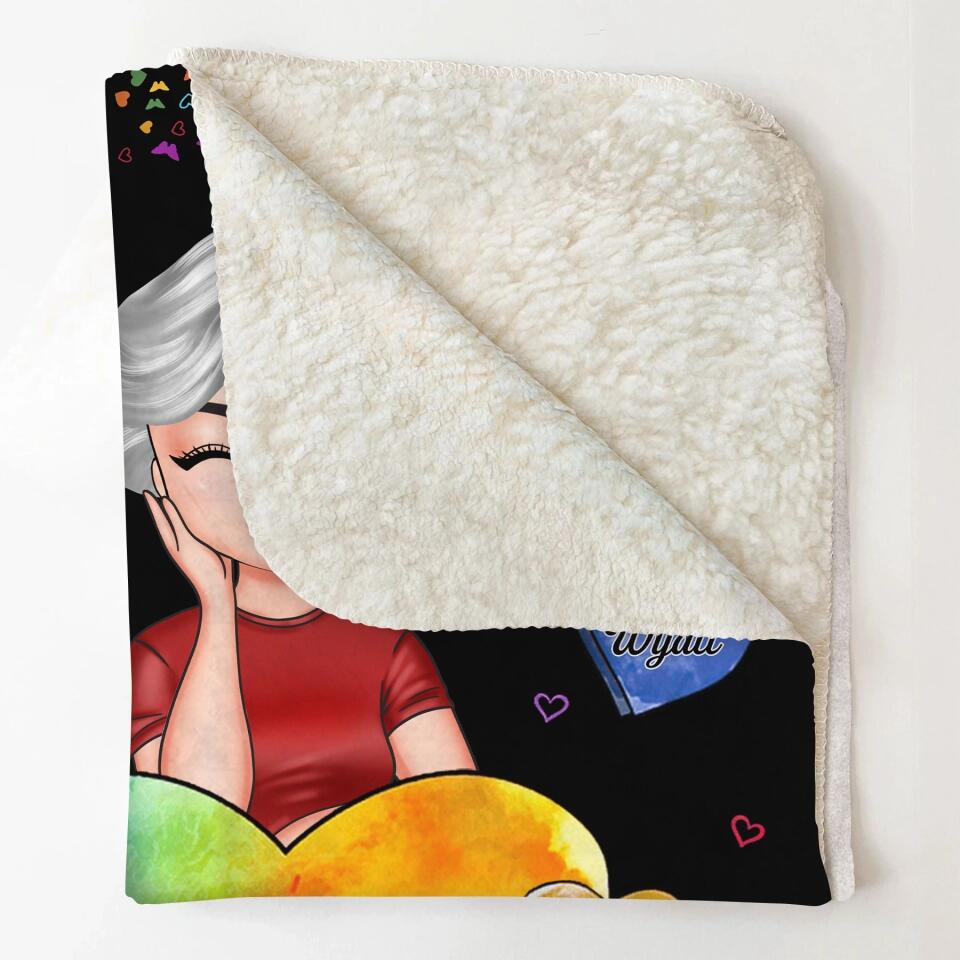 Personalized Blanket - Gift For Mom & Grandma - Colorful Grandma Heart ARND005