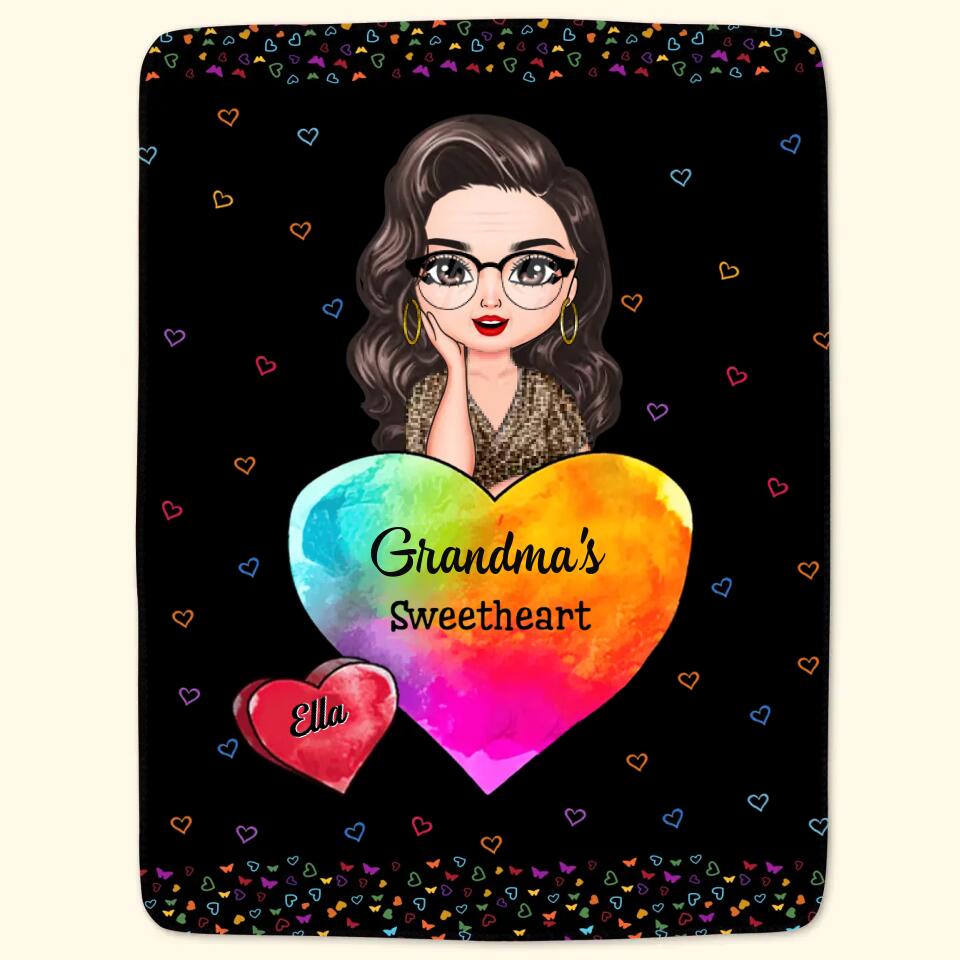Personalized Blanket - Gift For Mom & Grandma - Colorful Grandma Heart ARND005