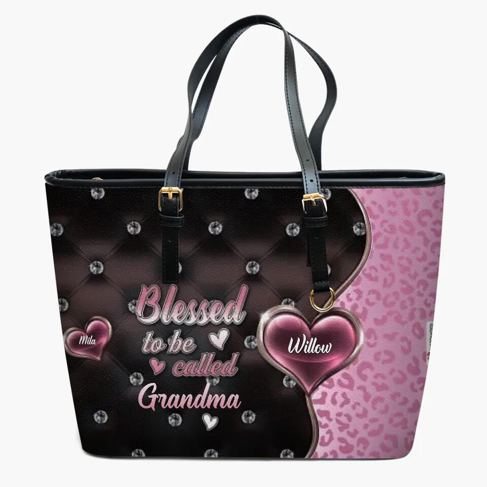 Personalized Leather Bucket Bag - Gift For Grandma - Blessed To Be Called Grandma ARND037