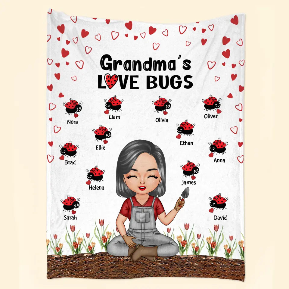 Grandma's Love Bugs - Personalized Blanket - Gift For Grandma