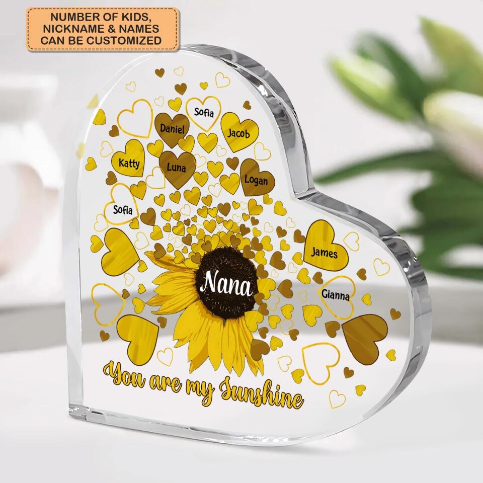 Personalized Heart-shaped Acrylic Plaque - Gift For Mom & Grandma - You Are My Sunshine ARND018