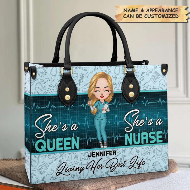 Personalized Leather Bag - Gift For Nurse - Living Her Best Life ARND018