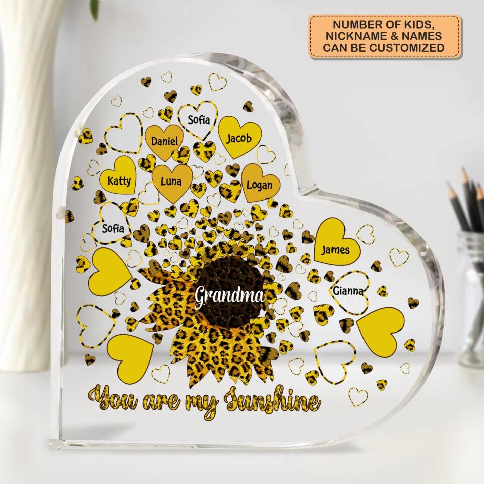 Personalized Heart-shaped Acrylic Plaque - Gift For Mom & Grandma - You Are My Sunshine ARND018