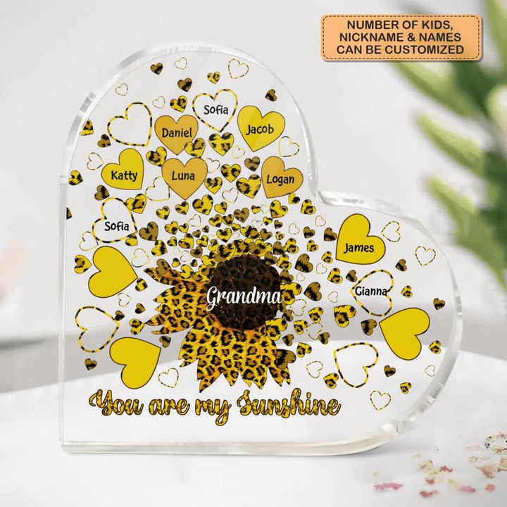 Personalized Heart-shaped Acrylic Plaque - Gift For Mom & Grandma - You Are My Sunshine ARND018