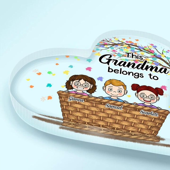 Personalized Heart-shaped Acrylic Plaque - Gift For Grandma - This Grandma Belongs To ARND037