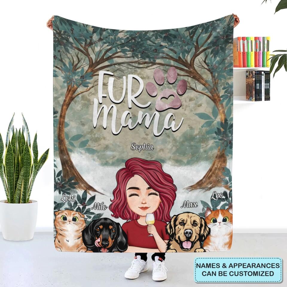 Personalized Blanket - Gift For Mom - Fur Mama ARND036