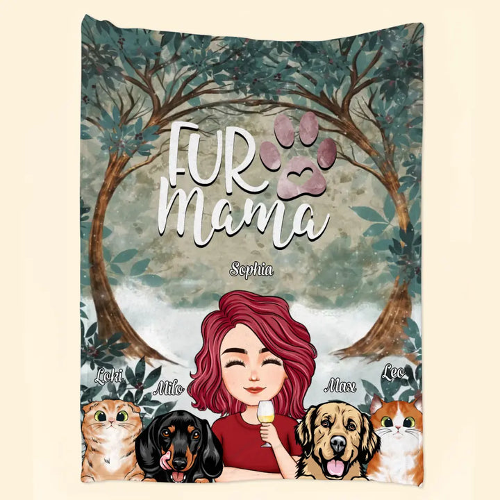 Personalized Blanket - Gift For Mom - Fur Mama ARND036