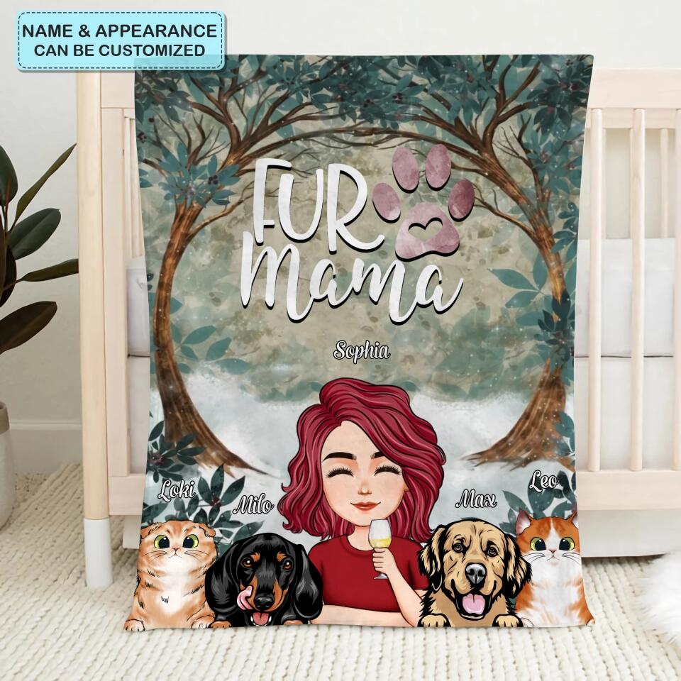 Personalized Blanket - Gift For Mom - Fur Mama ARND036