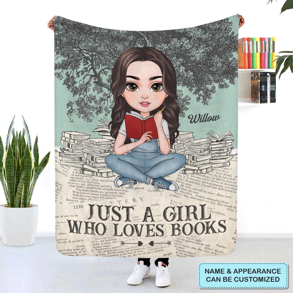 Personalized Blanket - Gift For Reading Lover - Just A Girl Who Loves Books ARND018