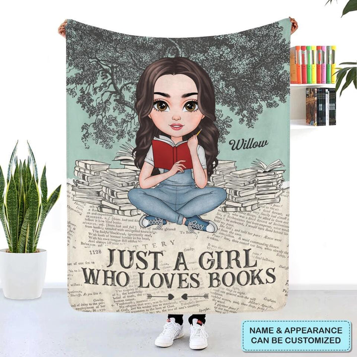 Personalized Blanket - Gift For Reading Lover - Just A Girl Who Loves Books ARND018