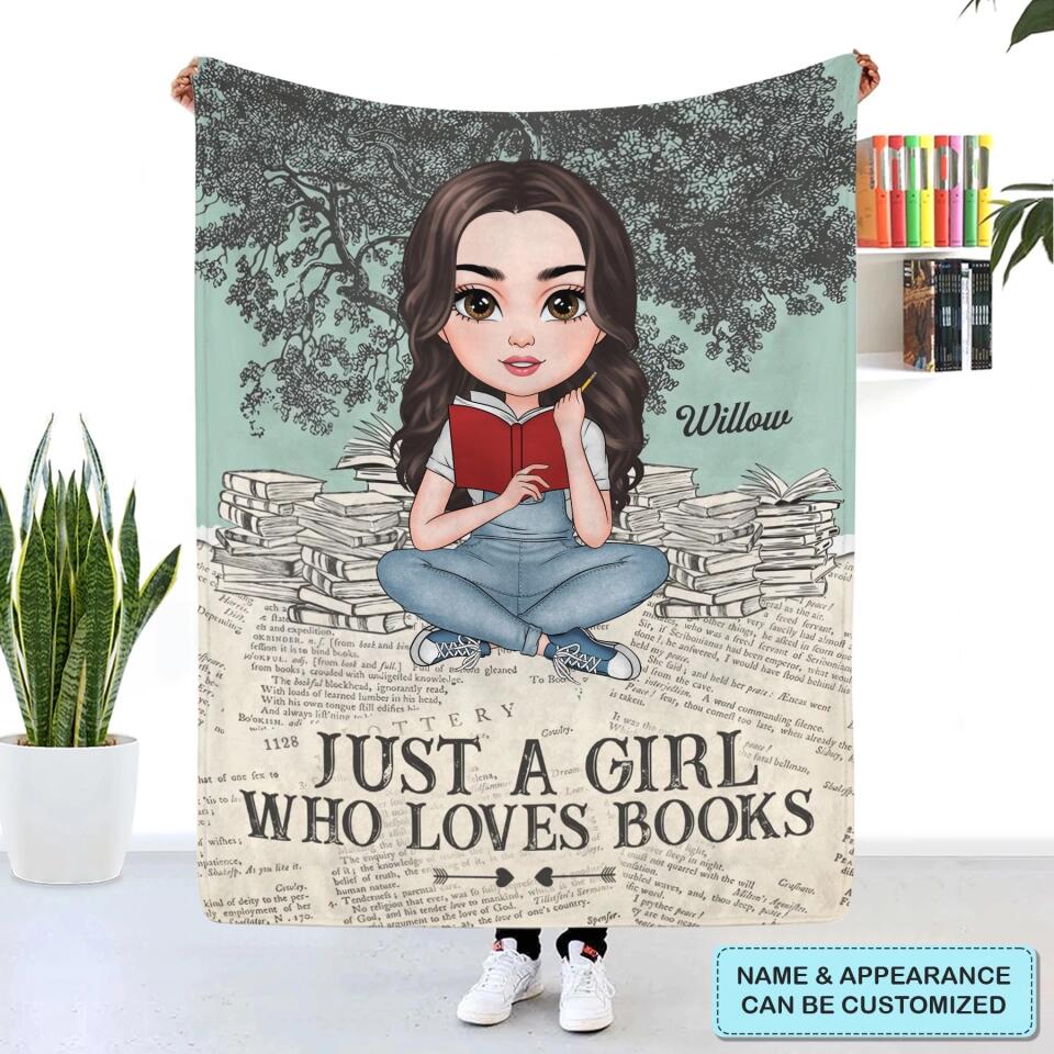 Personalized Blanket - Gift For Reading Lover - Just A Girl Who Loves Books ARND018