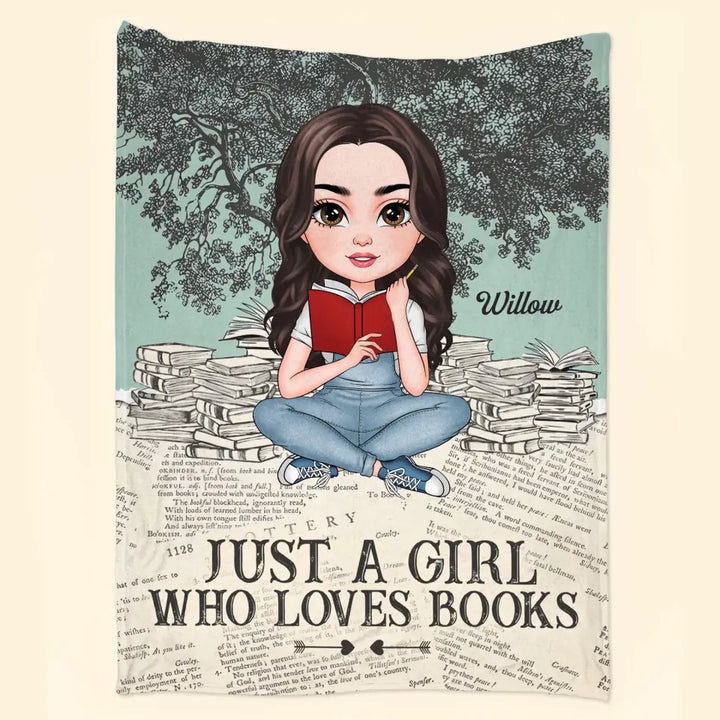 Personalized Blanket - Gift For Reading Lover - Just A Girl Who Loves Books ARND018