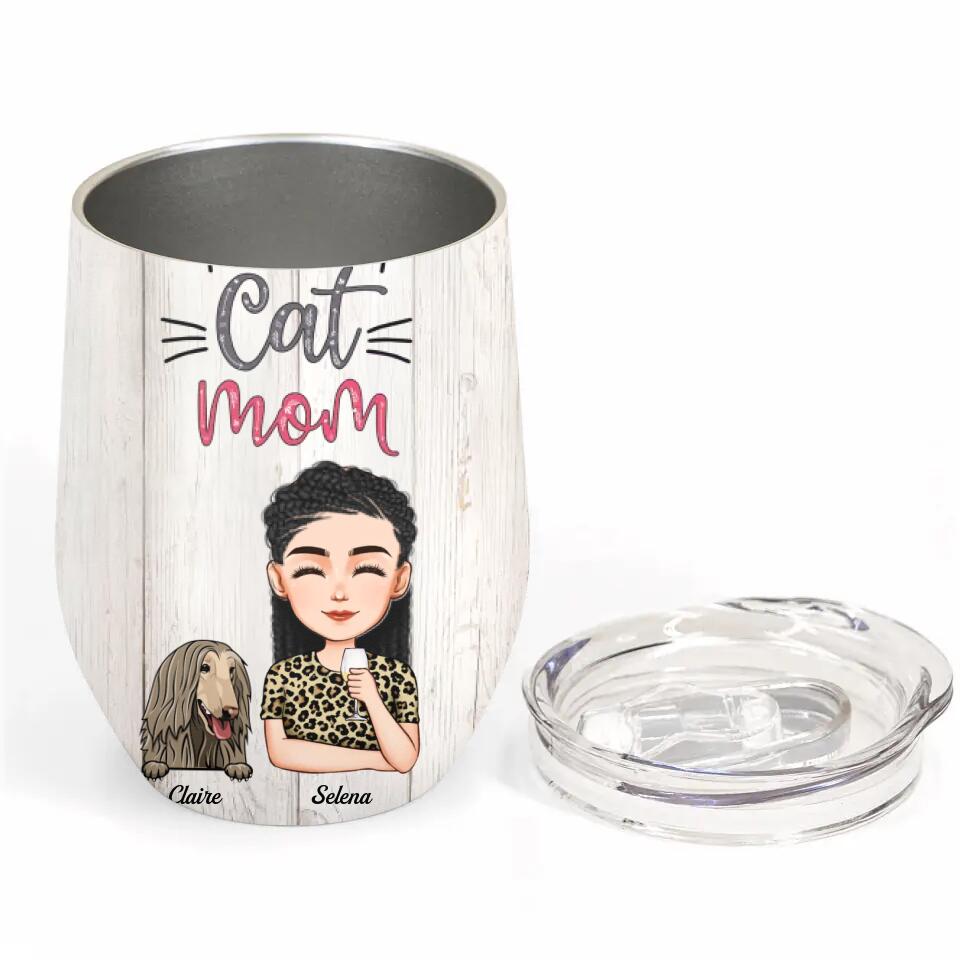 Personalized Wine Tumbler - Gift For Pet Lover - Cat Mom ARND036