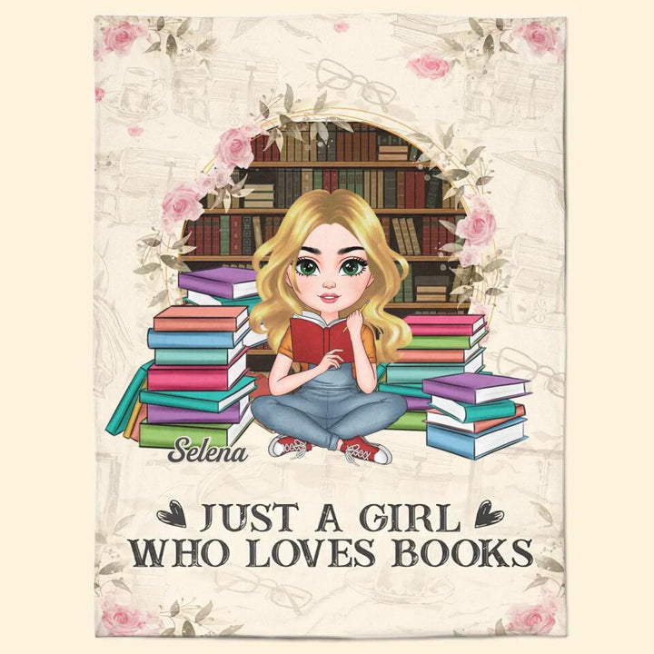 Personalized Blanket - Gift For Book Lover - Just A Girl Who Loves Books ARND005