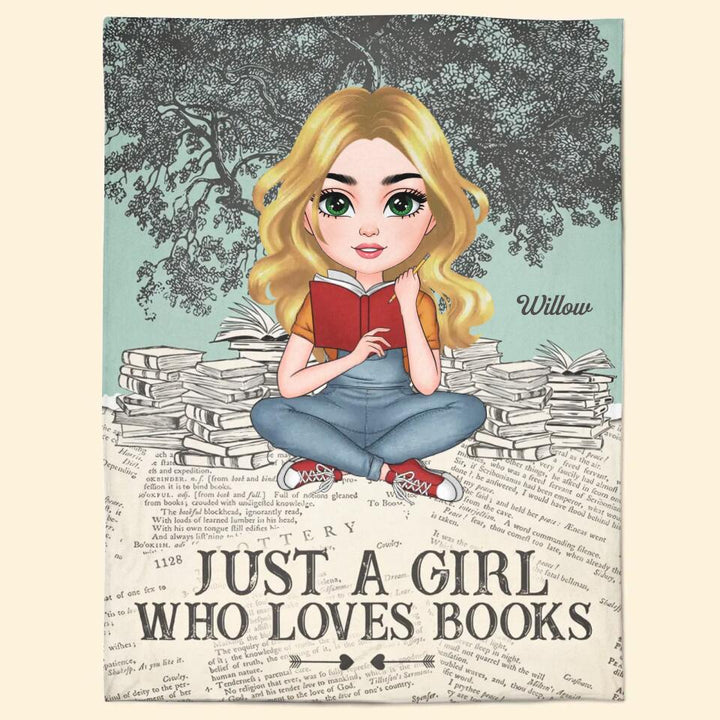 Personalized Blanket - Gift For Reading Lover - Just A Girl Who Loves Books ARND018