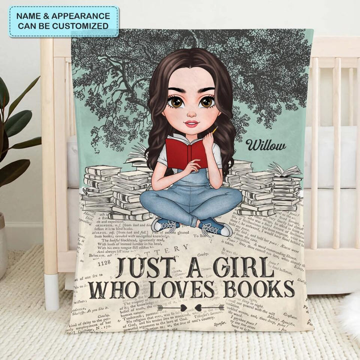 Personalized Blanket - Gift For Reading Lover - Just A Girl Who Loves Books ARND018