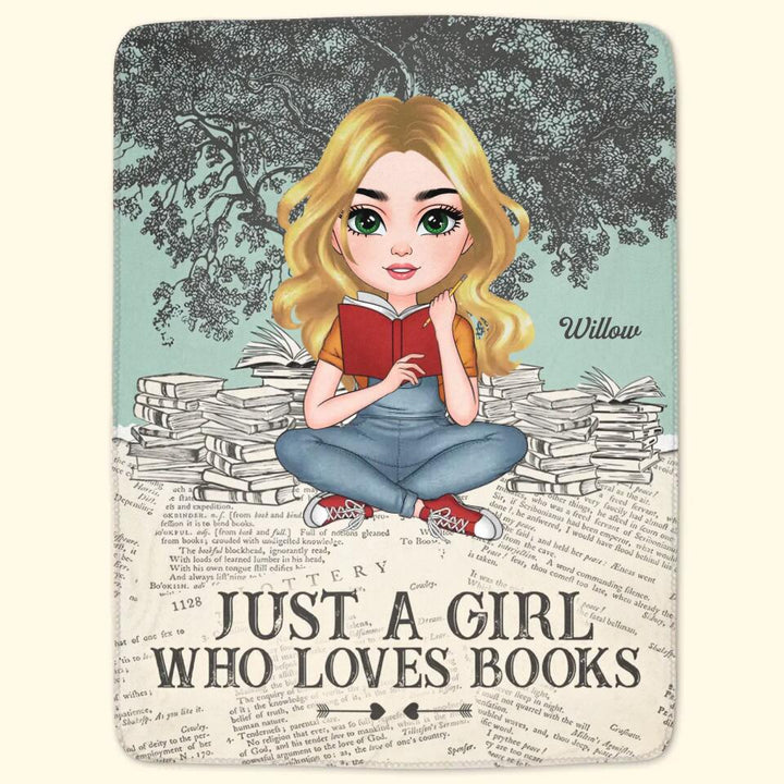 Personalized Blanket - Gift For Reading Lover - Just A Girl Who Loves Books ARND018