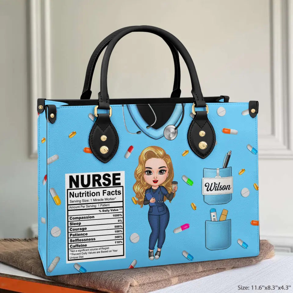 Personalized Leather Bag - Gift For Nurse - Nutrition Facts ARND018