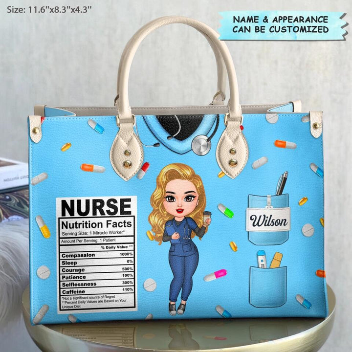 Personalized Leather Bag - Gift For Nurse - Nutrition Facts ARND018