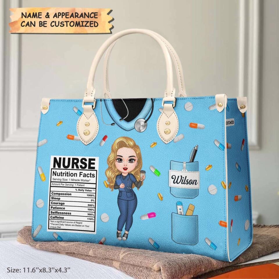 Personalized Leather Bag - Gift For Nurse - Nutrition Facts ARND018