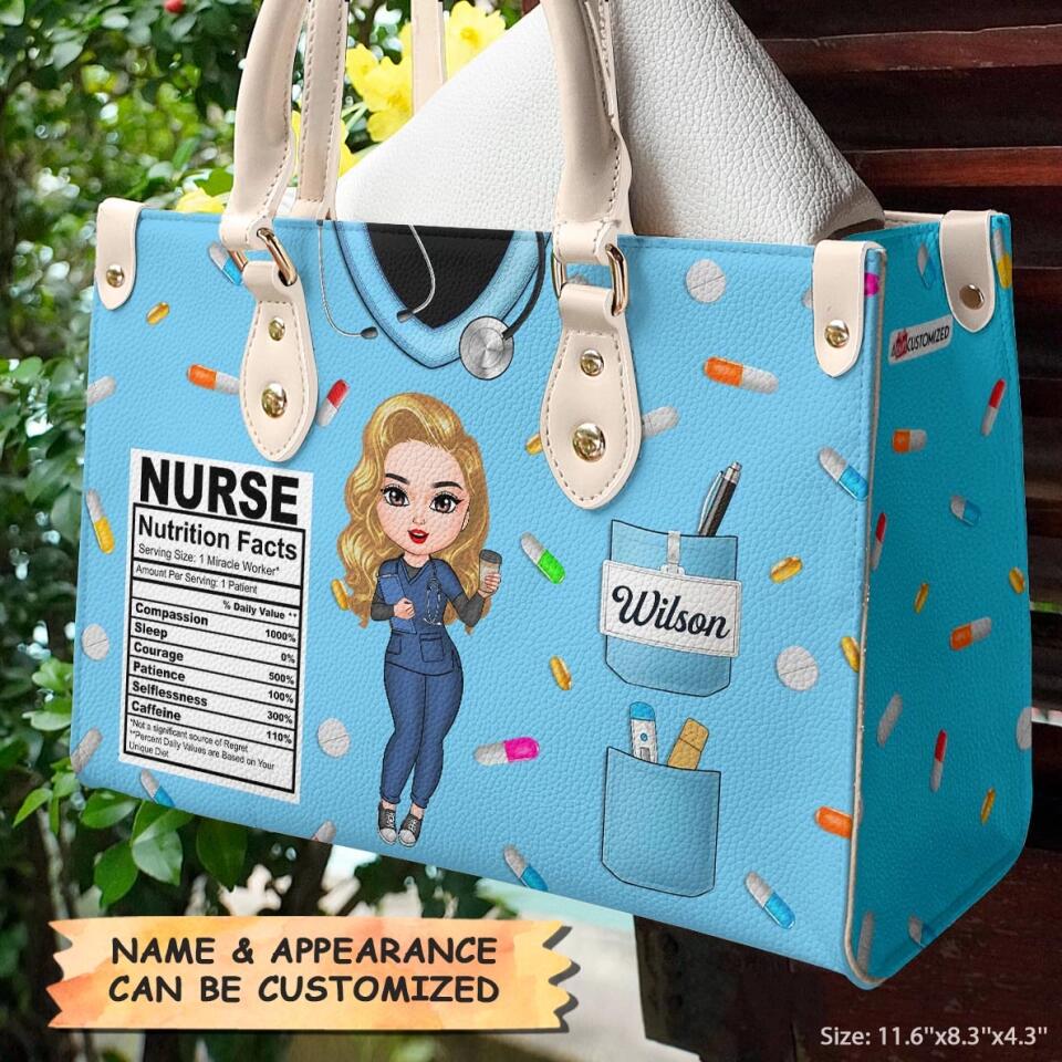 Personalized Leather Bag - Gift For Nurse - Nutrition Facts ARND018