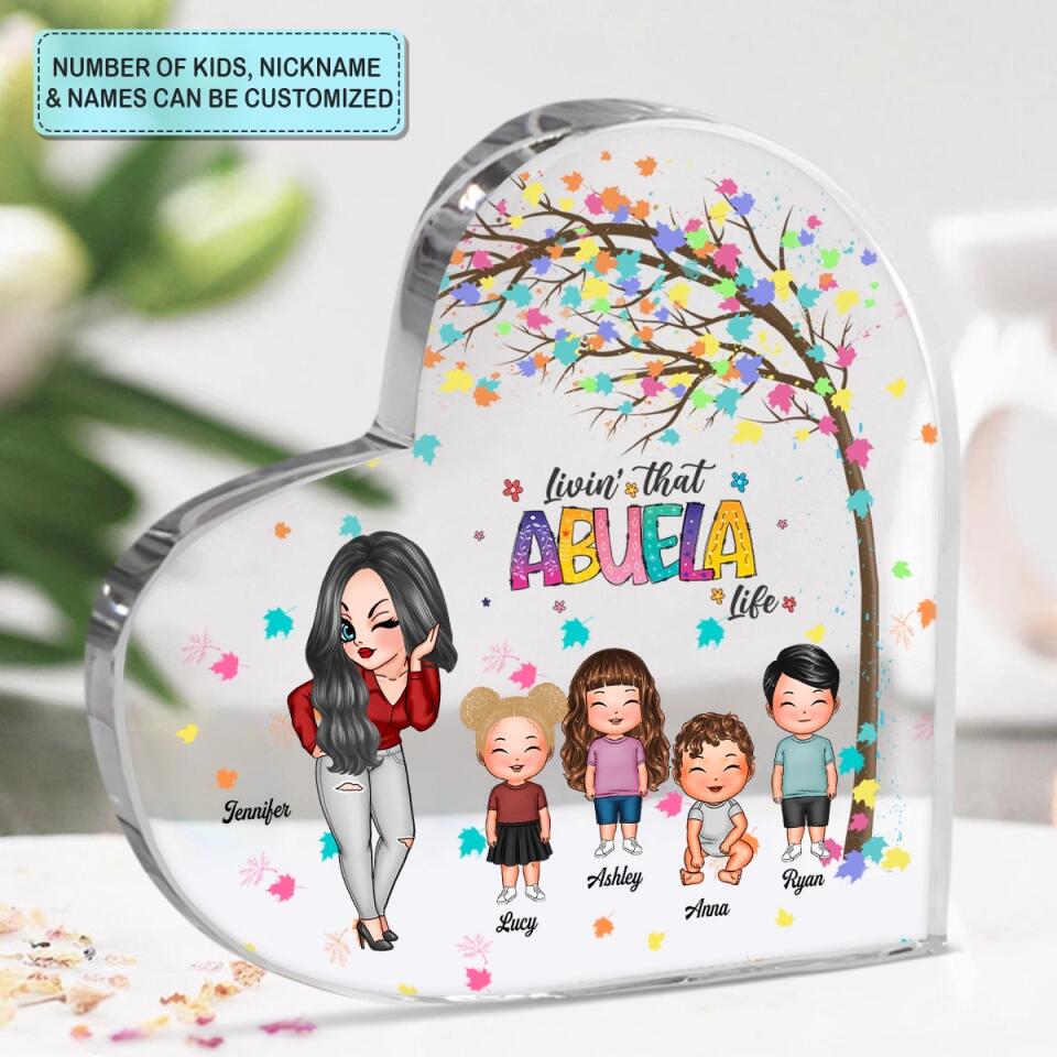 Personalized Heart-shaped Acrylic Plaque - Gift For Family - Living The Grandma Life ARND018