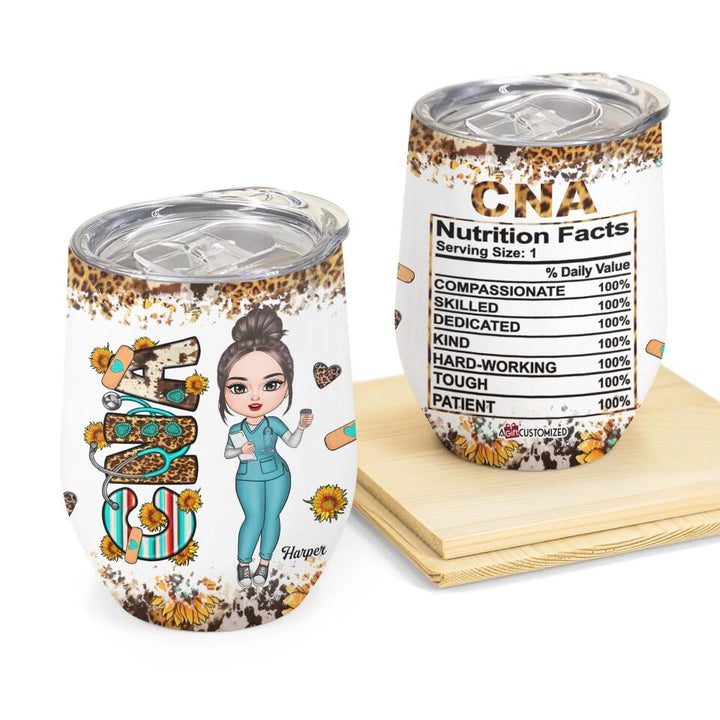 Personalized Wine Tumbler - Gift For Nurse - CNA Nutrition Facts ARND0014