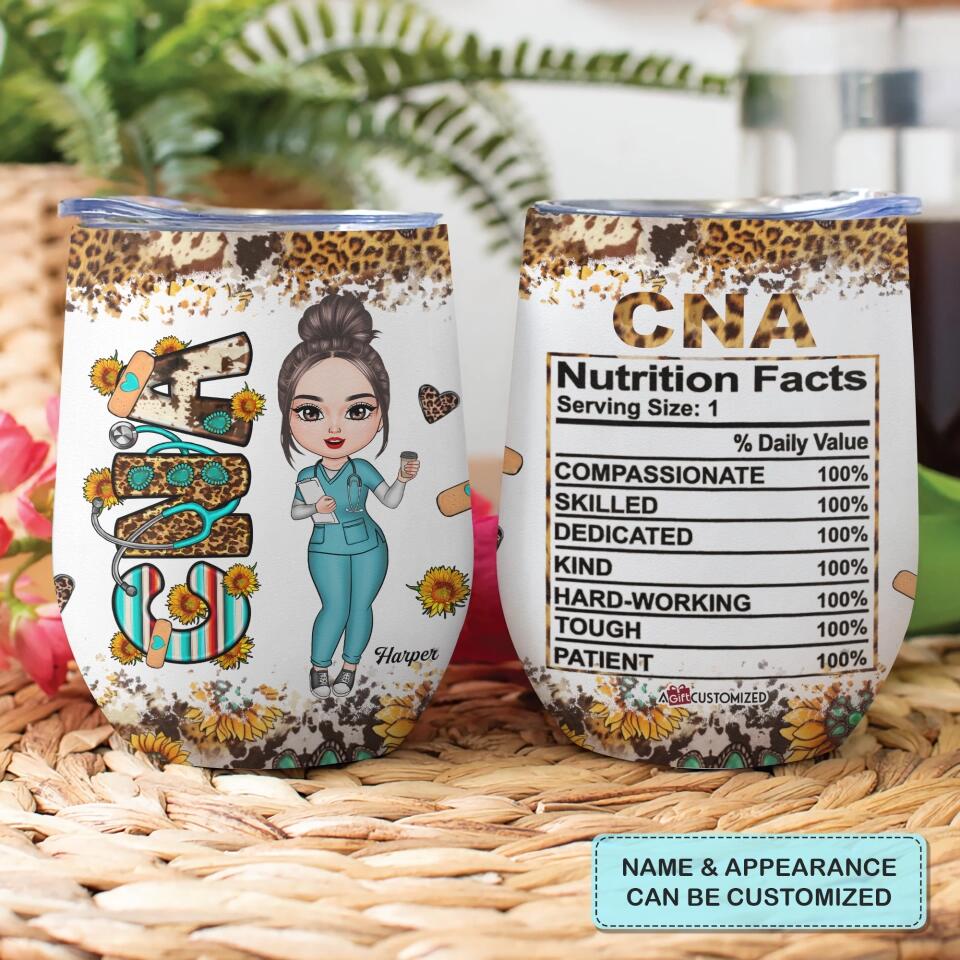 Personalized Wine Tumbler - Gift For Nurse - CNA Nutrition Facts ARND0014